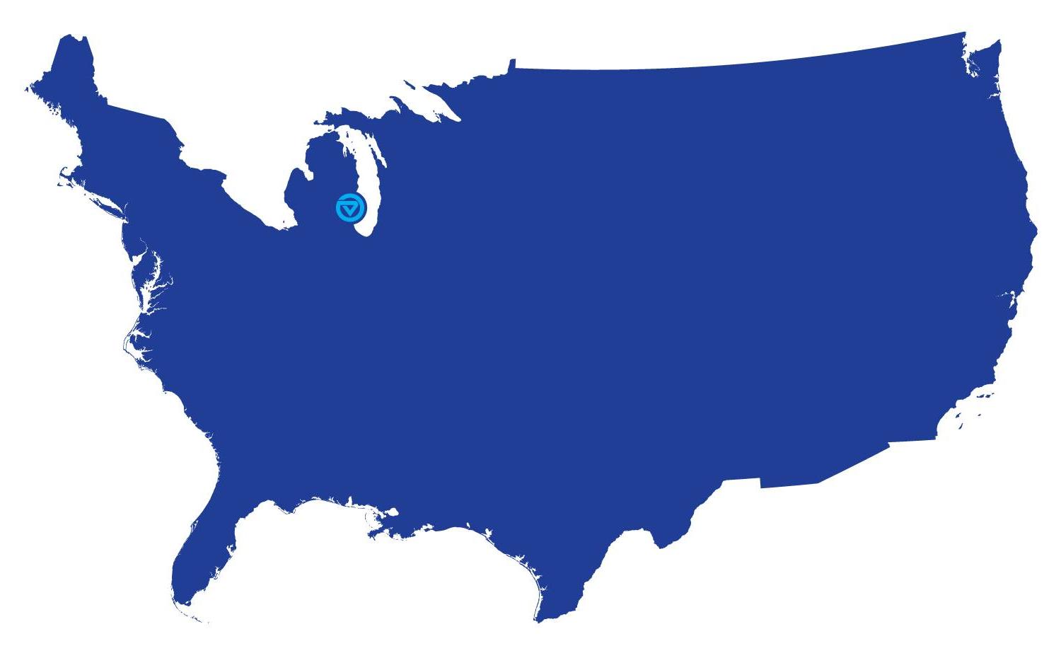 Map of the United States with Grand Valley marked.